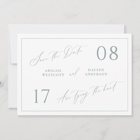 Dusty Sage Save the Date Wedding Announcement (Voorkant)