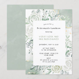 Dusty Sage Waterverf Floral Bridesmaids Luncheon Kaart