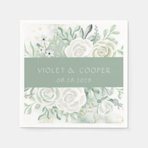 Dusty Sage Waterverf Florals Wedding Servet