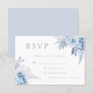 Dusty Sky Blue Goddelijke Bloemen Bruiloft Alles E RSVP Kaartje