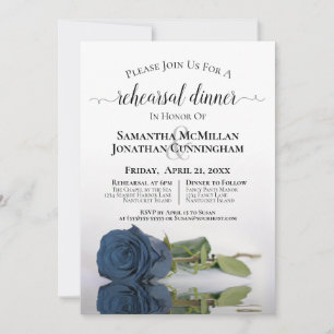 Dusty Steel Blue Roos Wedding Rehearsal Dinner Kaart