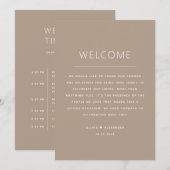 Dusty Taupe Timeline & Welcome | Neutral Wedding  Kaart (Voorkant / Achterkant)