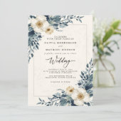 Dusty Teal Botanical Whimsy Wedding Kaart (Staand voorkant)