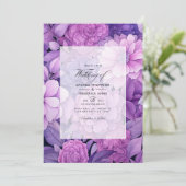 Dusty Violet Bloemen Bruiloft Kaart (Staand voorkant)