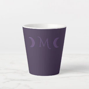 Dusty Violet Crescent Moons Monogram Latte Mok