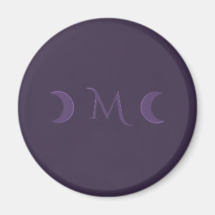 Dusty Violet Crescent Moons Monogram Magneet