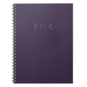 Dusty Violet Crescent Moons Monogram Notitieboek (Voorkant)