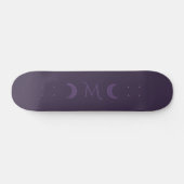 Dusty Violet Crescent Moons Monogram Skateboard (Horizontaal)