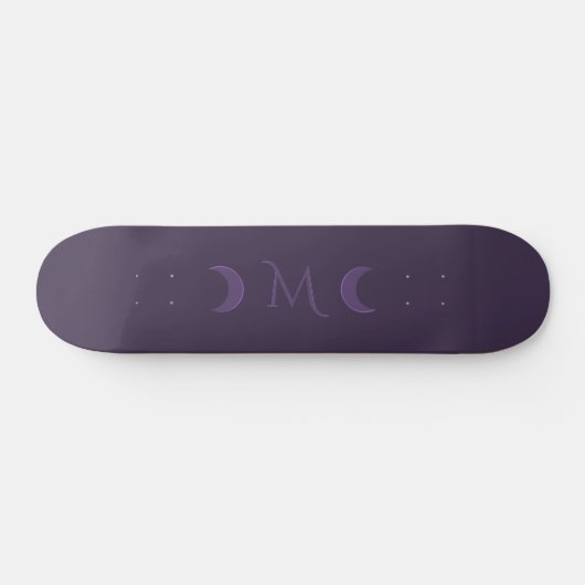 Dusty Violet Crescent Moons Monogram Skateboard (Horizontaal)