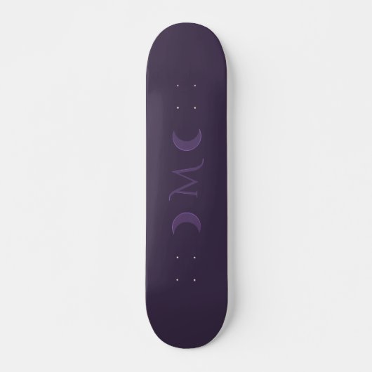 Dusty Violet Crescent Moons Monogram Skateboard (Voorkant)