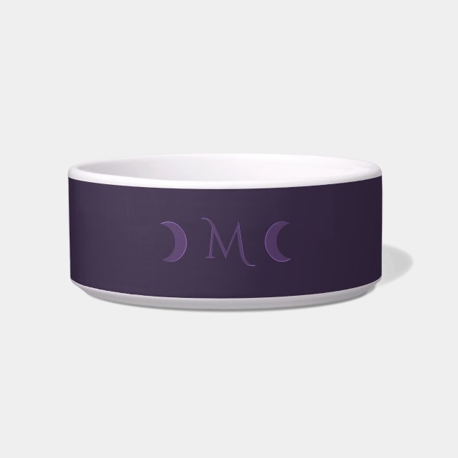 Dusty Violet Crescent Moons Monogram Voerbakje (Voorkant)