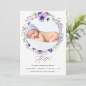 Dusty Violet Faire-part de naissance Carte photo (Debout devant)