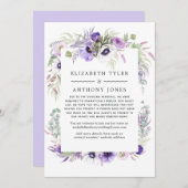 Dusty Violet Floral Reduced Wedding Guest List Aankondiging (Voorkant / Achterkant)