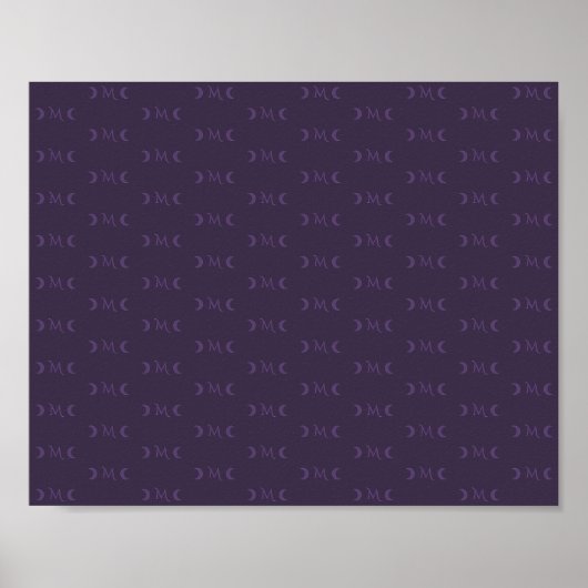Dusty Violet Monogram Crescent Moon Patroon Poster (Voorkant)