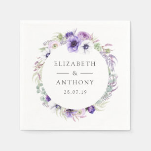 Dusty Violet Pastel Bloemen Bruiloft Servet