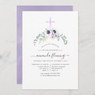 Dusty Violet Poppy Floral Bevestiging Kaart