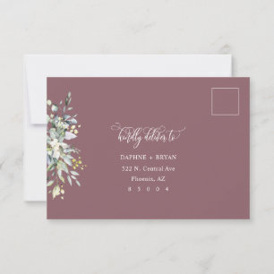 Dusty violet vert Feuilles RSVP Card 3 choix de re