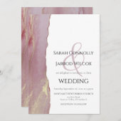 Dusty Viva Magenta Faire-part de mariage (Devant / Derrière)