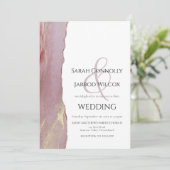 Dusty Viva Magenta Wedding Uitnodiging (Staand voorkant)