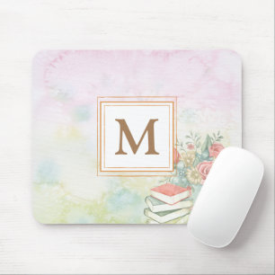 Dusty waterverf floral monogrammen minimalist muismat