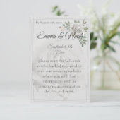 Dusty White Roses Détails du Mariage Carte de boît (Debout devant)