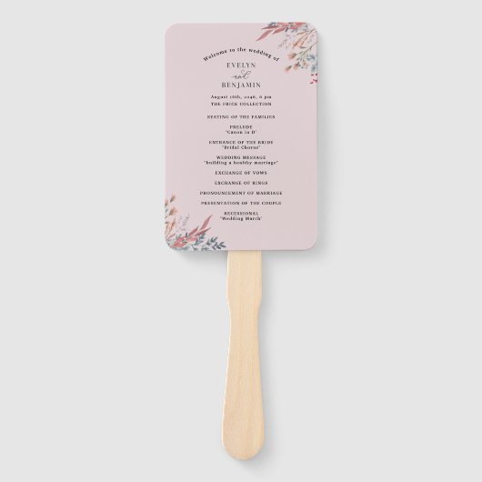 Dusty Wildflower Botanical Wedding Program Fans Handwaaier (Voorkant)