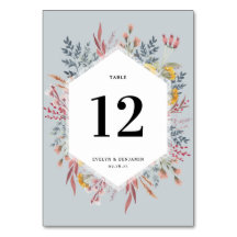 Dusty Wildflower Waterverf Botanical Wedding Tabl