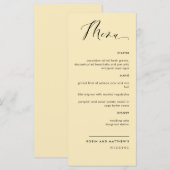Dusty Yellow, kalligrafie bruiloft / menu Ontvangs (Voorkant / Achterkant)