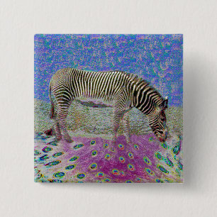 Dusty Zebra Dreams Vierkante Button 5,1 Cm