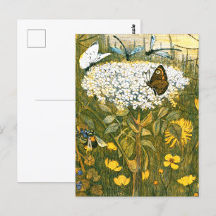 Dutch Art Nouveau Meadow Wildflowers, Vlinders Briefkaart