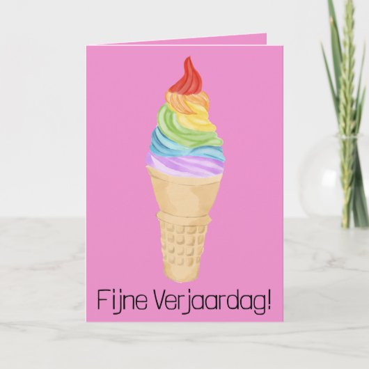 Dutch Birthday Rainbow Gay Pride Ice Cream Kaart (Voorkant)