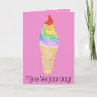 Dutch Birthday Rainbow Gay Pride Ice Cream Kaart
