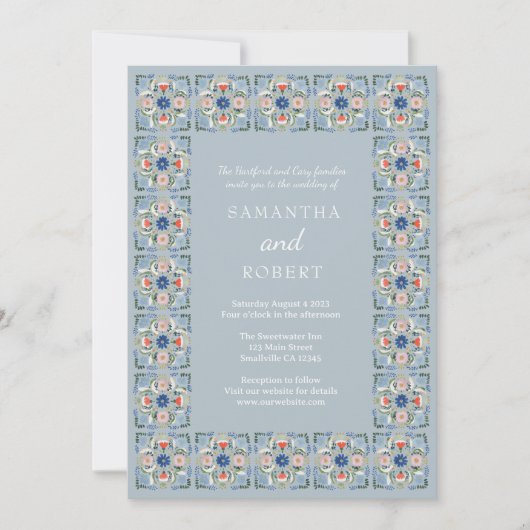 Dutch Blue Tile Wedding Kaart (Voorkant)
