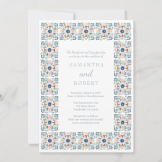 Dutch Blue Tile Wedding Kaart