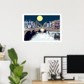 Dutch Bridge Full Moon Poster (Thuiskantoor)
