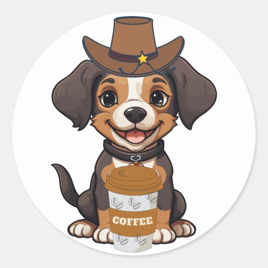 Dutch Bros Coffee Dog Ronde Sticker (Voorkant)