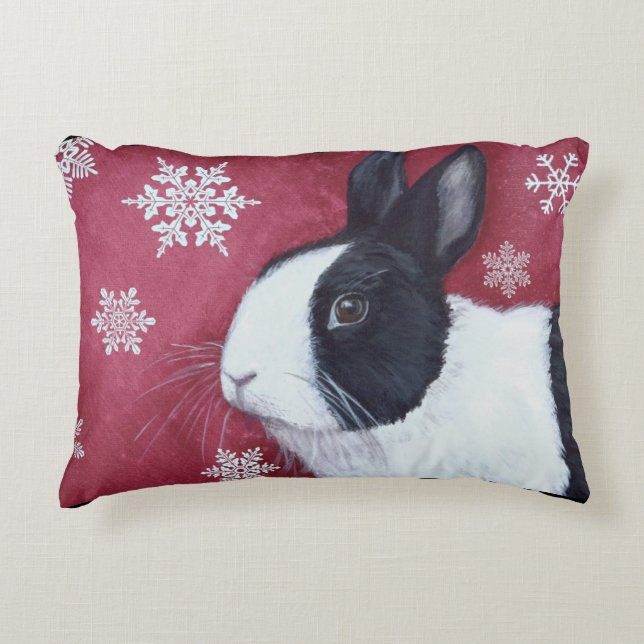 Dutch Bunny Kerstmis Pillow Decoratief Kussen (Voorkant)