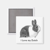Dutch bunny potlood tekening magneet (Voorkant / Achterkant)