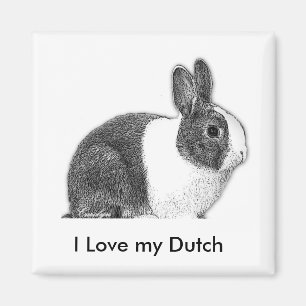 Dutch bunny potlood tekening magneet
