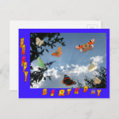 Dutch Butterflies Blue Lijst Verjaardag Briefkaart (Voorkant / Achterkant)