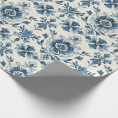 Dutch Floral Tile Gift Wrap, Delft Blue Pattern Cadeaupapier (Hoek)