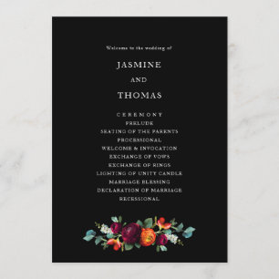 Dutch Florals op Black Vintage huwelijksprogramma Programma