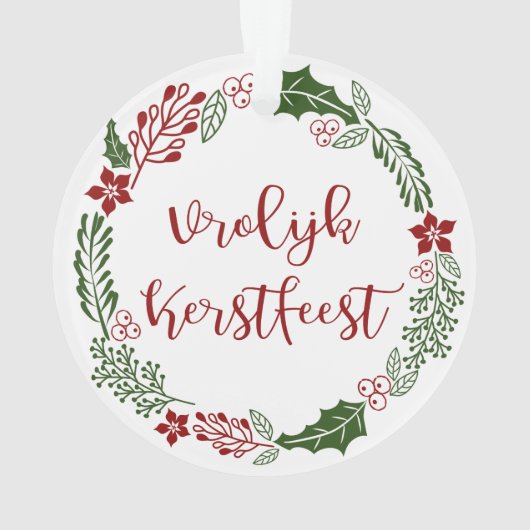Dutch Merry Kerstmis Wreath, Vrolijk Kerstlijk man Ornament (achterkant)