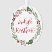 Dutch Merry Kerstmis Wreath, Vrolijk Kerstlijk man Ornament (voorkant)