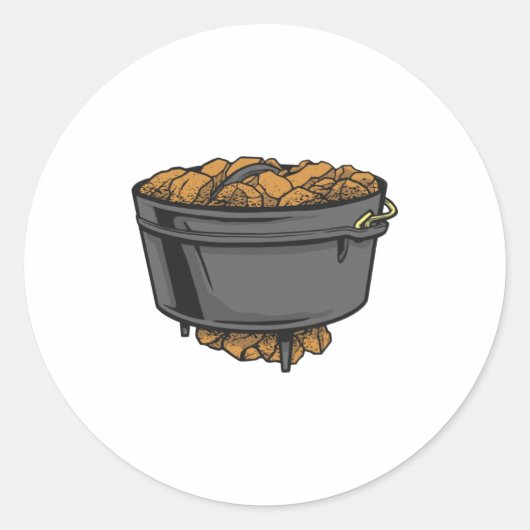 Dutch Oven Ronde Sticker (Voorkant)