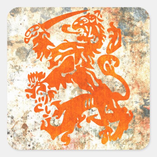 Dutch Republic Lion Vierkante Sticker (Voorkant)