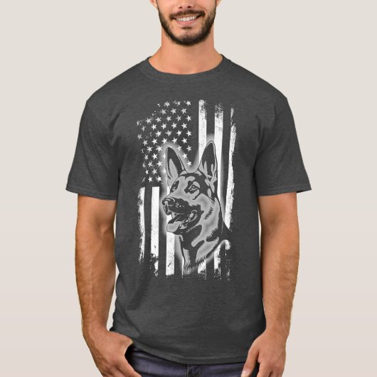 Dutch Shepherd Amerikaanse vlag Patriottische Hond T-shirt (Voorkant)