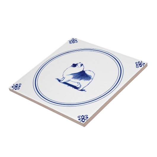 Dutch Style Keeshond Tegeltje (Zijkant)