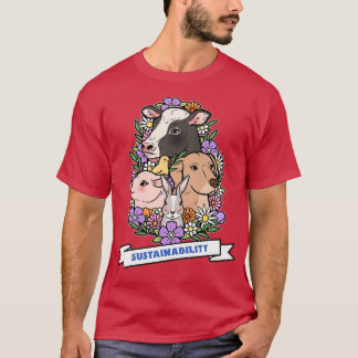 Duurzaamheid een Koe varkenskonijn en een hondenru T-shirt