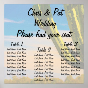 Duurzame Saguaro Wedding Seding Chart Drie Tabelle Poster